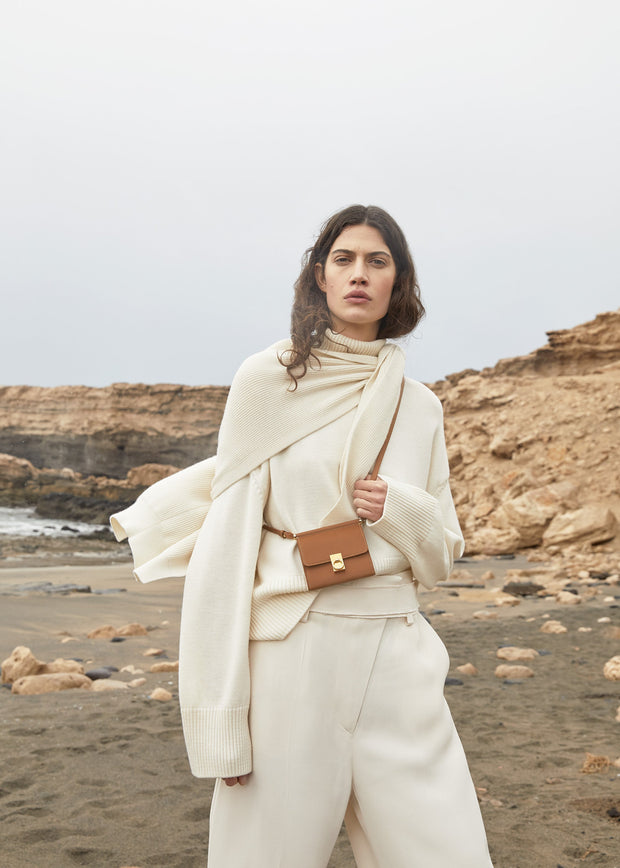 Portefeuille Numéro Sept Bandoulière - Camel Grainé