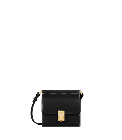 Portefeuille Numéro Sept Bandoulière - Noir Lisse