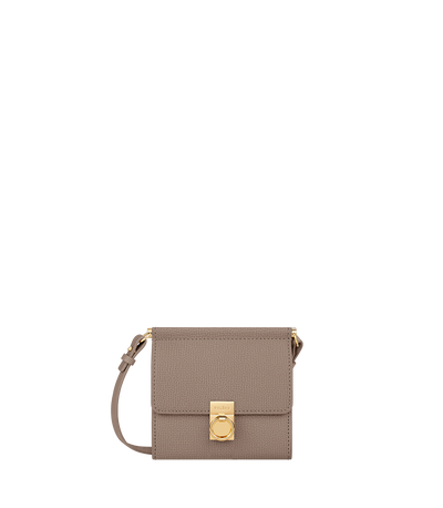 Portefeuille Numéro Sept Bandoulière - Taupe Grainé